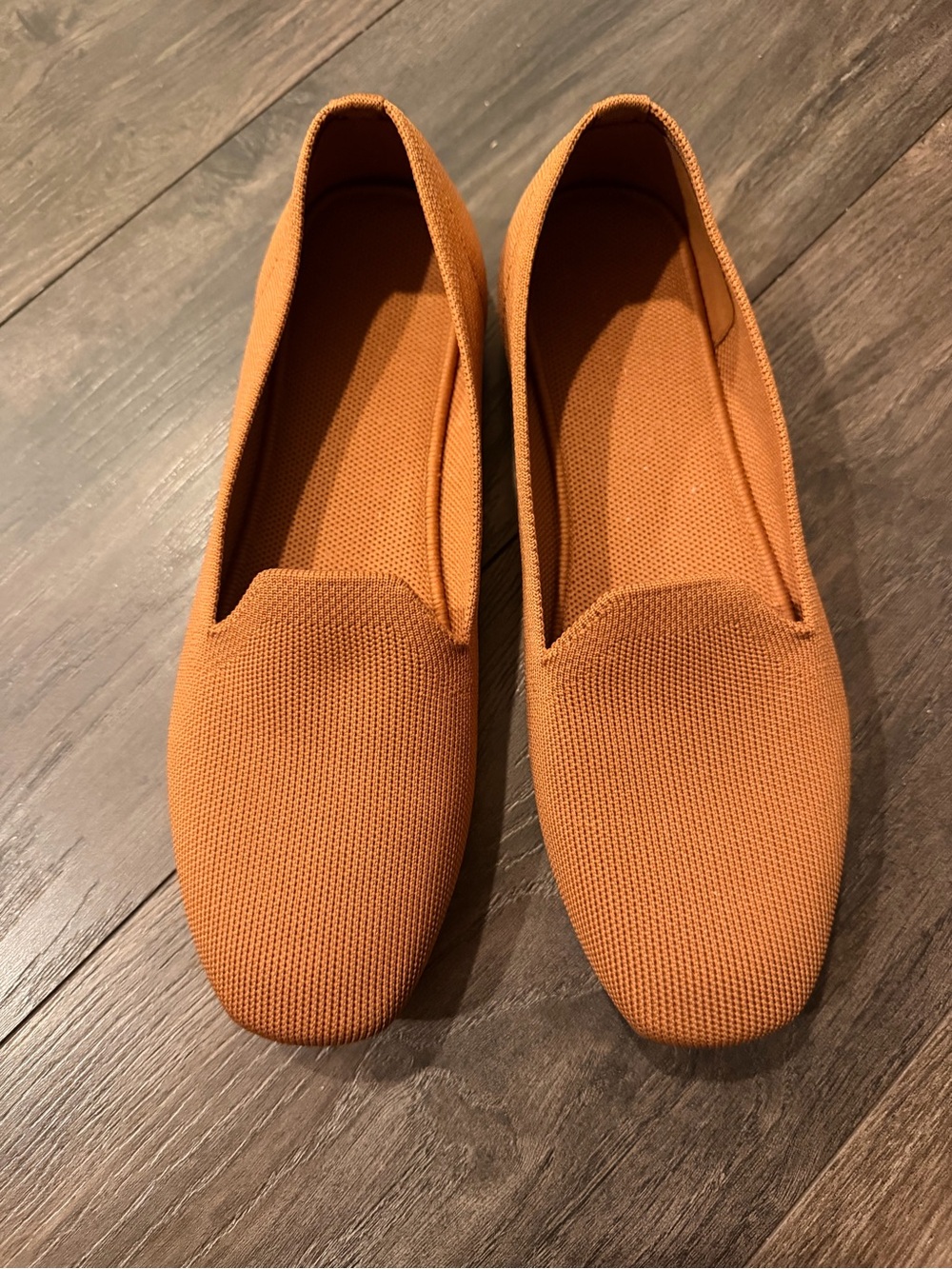 Amazon Women's Knit Slip-On Flats in Rust Orange